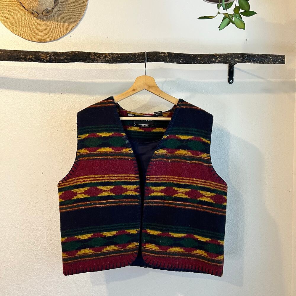 Substudio 90s Vintage Southwestern Wool Cotton Open Style Vest Boxy Size Large